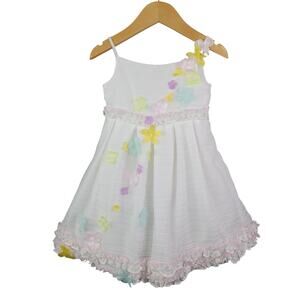 Little Angels Girls Floral Applique White Special Occasion Formal Dress Size 2T